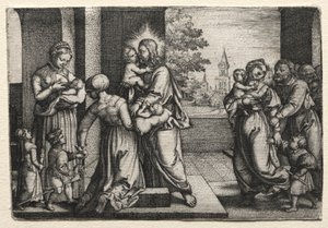 Kristus pienten lasten kanssa, n. 1548. tekijältä Georg Pencz