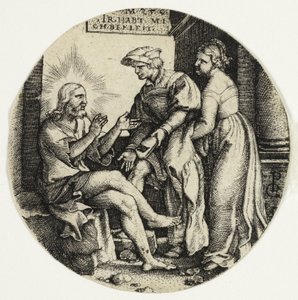 Alaston pukeutuminen, seitsemästä laupeuden teosta tekijältä Georg Pencz