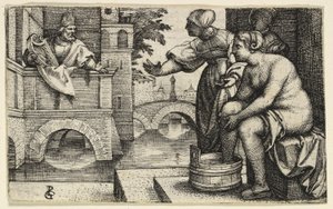 Daavid tarkkailee Batsebaa tekijältä Georg Pencz