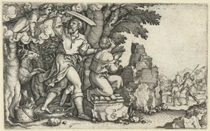 Abrahamin uhri Iisakilta Aabrahamin tarina (sarjan nimi) tekijältä Georg Pencz