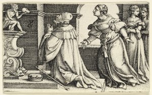Salomo palvoo epäjumalia Molochia tekijältä Georg Pencz