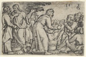 Leipien ja kalojen ihme, Kristuksen tarina, 1534-35. tekijältä Georg Pencz