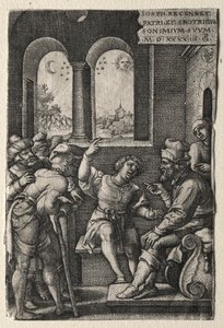 Tarina Josephista: Joosef kertomassa unistaan isälleen, 1544. tekijältä Georg Pencz