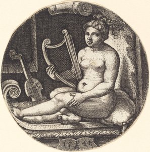 Nainen, jolla on harppu tekijältä Georg Pencz