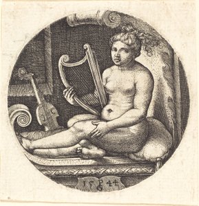 Nainen, jolla on harppu tekijältä Georg Pencz