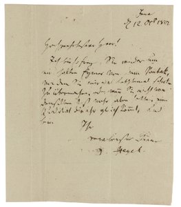 Nimikirjoituskirje Gebruder Ramannille (viinikauppiaille Erfurtissa), Jena tekijältä Georg Wilhelm Friedrich Hegel