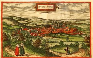 Blamont, maalaiskaupunki Ranskassa tekijältä Georg and Hogenberg Franz (1535 90) Braun