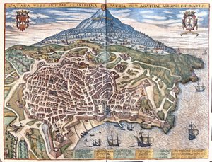 Catania, taustalla Etna, Sisilia, Italia (kaiverrus