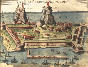 Korfu, Kreikka tekijältä Georg and Hogenberg Franz (1535 90) Braun