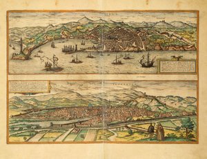 Georg Braunin Genovan ja Firenzen kartta maailman kaupungeista tekijältä Georg Braun and Hogenberg Franz