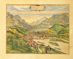 Georg Braunin kartta Innsbruckista maailman kaupungeista tekijältä Georg Braun and Hogenberg Franz