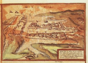 Maltan saaren kartta, Georg Braunin Civitates Orbis Terrarumilta tekijältä Georg Braun and Hogenberg Franz