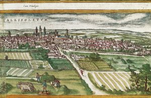 Maatalousmaa lähellä Valladolidia Yhdysvalloissa, kirjoittanut Franz HOGENBERG (1535-1590) tekijältä Georg Braun and Hogenberg Franz