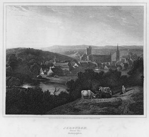 Jedburgh, Yleisnäkymä, Roxburghshire (kaiverrus)