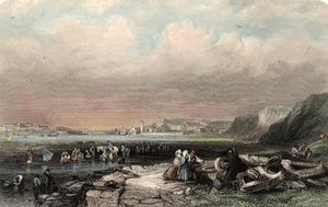 Sisäänkäynti Shields Harbouriin, kaiverrus W. Finden tekijältä George (after) Balmer