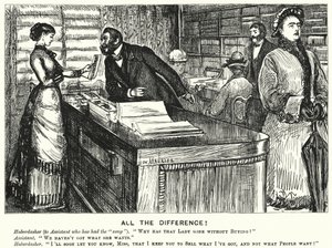 Punch cartoon: All the Difference! (engraving) tekijältä George (after) Du Maurier