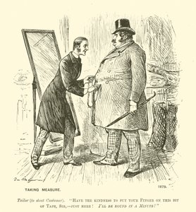 Mittojen ottaminen (kaiverrus) tekijältä George (after) Du Maurier