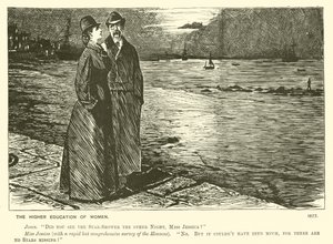 Naisten korkeakoulutus (kaiverrus) tekijältä George (after) Du Maurier