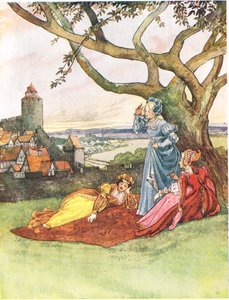 Les Trois Princesses, kuvitus "Kuvalaulukirjasta", 1910 tekijältä George, 9th Earl of Carlisle Howard