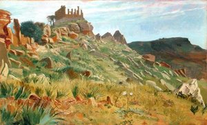Juno Lacinan temppeli, Agrigento, Sisilia (öljy paneelille)