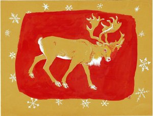 Poro, 1960-luku (guassi värillisellä kortilla)