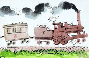 The Steam Train, osa I, 1952 (intialainen muste ja kynä ja pesu paperille)