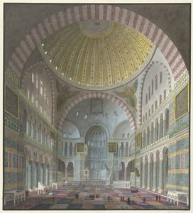 Interior de Santa Sofia amb finès turc agenollat ​​i dempeus tekijältä George Antoine Prosper Marilhat