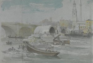 Old London Bridgen purkaminen tekijältä George Arnald