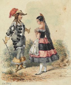 Cavalier ja piika espanjalaisasussa