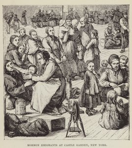 Mormoniemigrantit Castle Gardenissa, New Yorkissa tekijältä George Augustus Sala