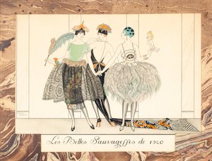 Kauniit Sauvageffes vuodelta 1920, Le Bonheur du Jour tai Les Graces à la Mode, 1924. tekijältä George Barbier
