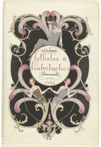 The Fashion Magazine houkuttelijana Falbalas ja Fanfreluches, nykyajan, menneisyyden ja tulevaisuuden almanakka vuodelle 1923, 2. vuosi tekijältä George Barbier