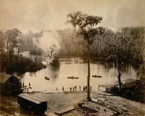 Stern-Wheeler saapuu Silver Springsiin Floridaan yön yli St. Johnissa..., 1886.