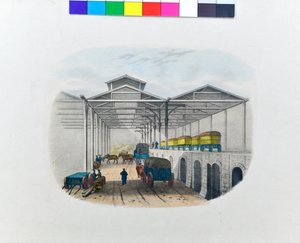 Näkymä rahdinsiirtovarikolle, noin 1830 (litografia paperille). tekijältä George Barnard