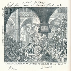 Kaiverrettu lippu George III:n kruunausseremoniaan Westminster Abbeyssa 1761 1906
