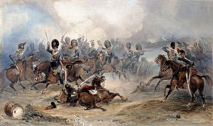 Kapteeni Norman Ramsay, kuninkaallinen hevostykistö, laukkaa joukkojaan Ranskan armeijan läpi turvaan Fuentes de Onoron taistelussa, 1811