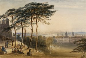 Greenwich observatoriokukkulalta, noin 1850 (akvarelli). tekijältä George Bryant Campion