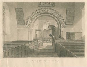 Stowen kirkon sisätilat: seepiapesupiirustus