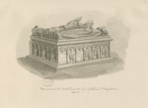 Leigh Church - Sir John Astonin muistomerkki: seepiapiirros, 1841