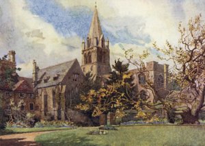 Oxford: Christ Church yhdestä Canonin puutarhoista (väri litho)
