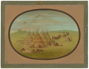 Pieni Sioux-kylä tekijältä George Catlin