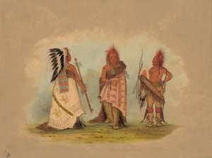 Pawnee-päällikkö kahdella soturilla, 18611869. tekijältä George Catlin