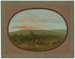 Sioux-kylä tekijältä George Catlin