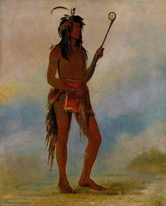 Ah-nó-je-nahge, Hän, joka seisoo molemmilla puolilla, arvostettu pallopelaaja. tekijältä George Catlin