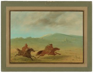Osage-intiaani jahtaamassa Camancheeä tekijältä George Catlin
