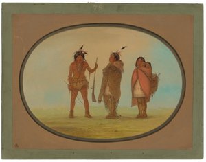 Arapaho-päällikkö, hänen vaimonsa ja soturi tekijältä George Catlin