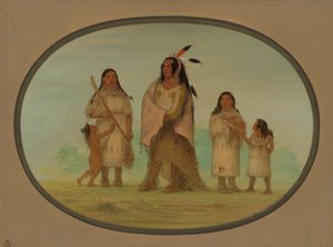 Assinneboine Warrior ja hänen perheensä, 18611869. tekijältä George Catlin