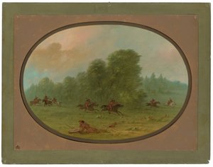 Taistelu Jiccarilla Apachees ja Camanchees välillä tekijältä George Catlin