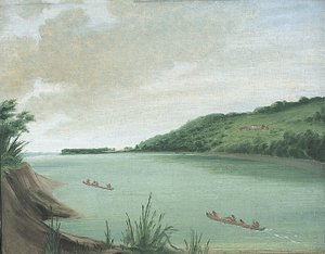 Belle Vue, majuri Doughertyn intiaanikeskus, 870 mailia St. Louisin yläpuolella. tekijältä George Catlin