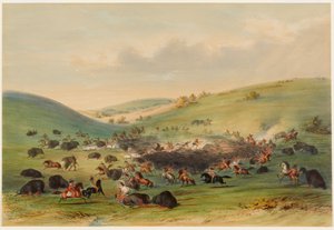 Biisoninmetsästys, saartaminen tekijältä George Catlin